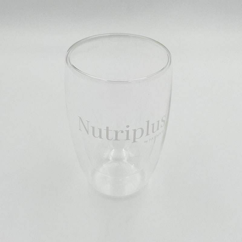 ბრენდირებული ორმაგი მინის ჭიქა NUTRIPLUS 450 მლ.