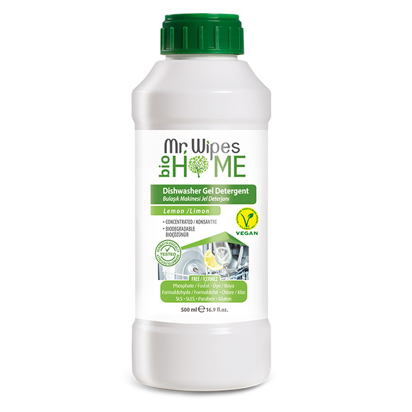 MR. WIPES ჭურჭლის სარეცხი სითხე ავტომატური რეცხვისთვის, 500 მლ