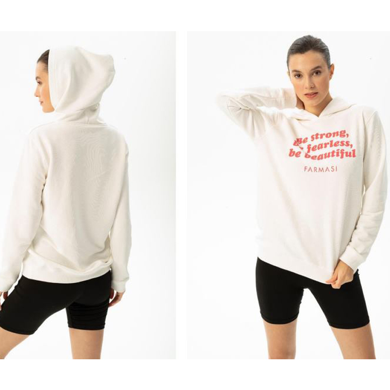 ბრენდირებული ტოპი ქალბატონებისთვის ჰუდით WHITE, XXL