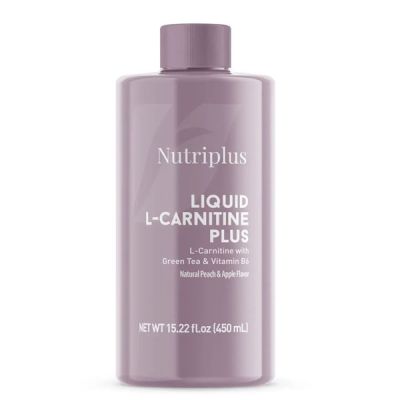 NUTRIPLUS L CARNITINE+ საკვები დანამატი ატმის და ვაშლის გემოთი 450 მლ.